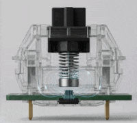 The Hall effect inside a magnetic switch: the magnet moves down with the key and the sensor measures its position