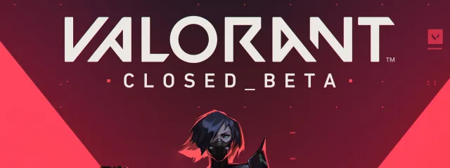 The Valorant Closed Beta logo above five agents