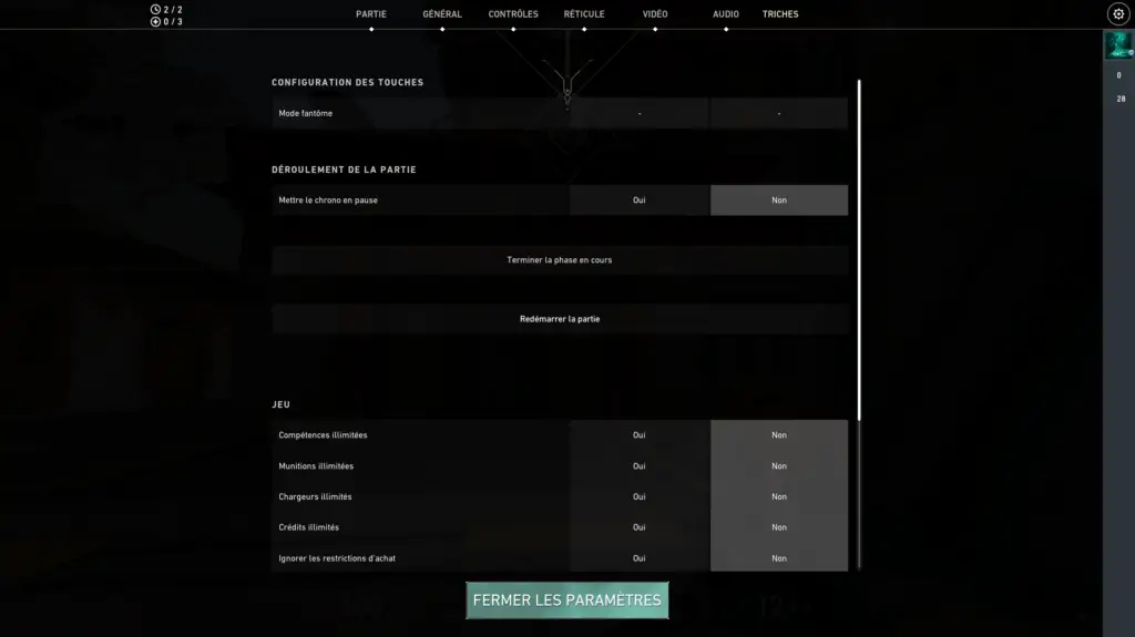 mode triche in game valorant
