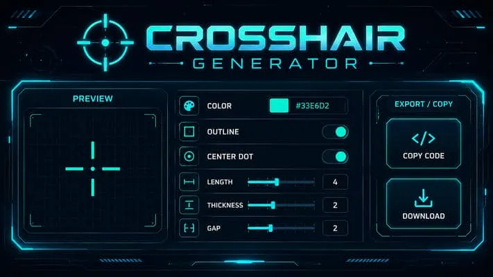 Valorant crosshair generator, tool preview