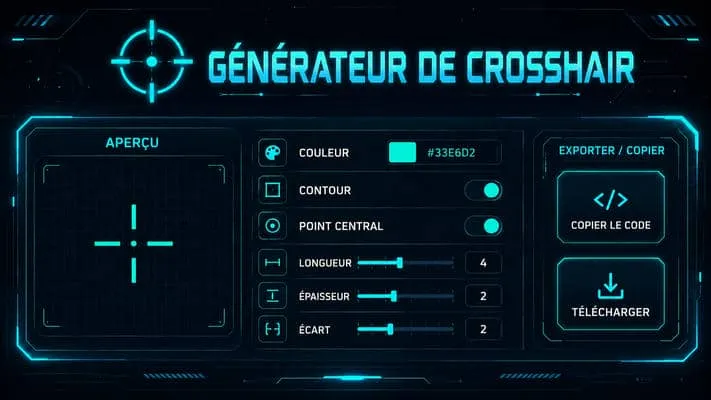 Générateur de crosshair Valorant, visuel de l'outil