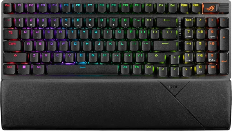 ASUS ROG Strix Scope II 96 Wireless Mechanical Gaming Keyboard, 96% Full-Size, Tri-Mode Connectivity, Hot Swappable Pre-lubed ROG NX Snow Linear Switches, PBT Keycaps, RGB, PC/Mac Support-Black