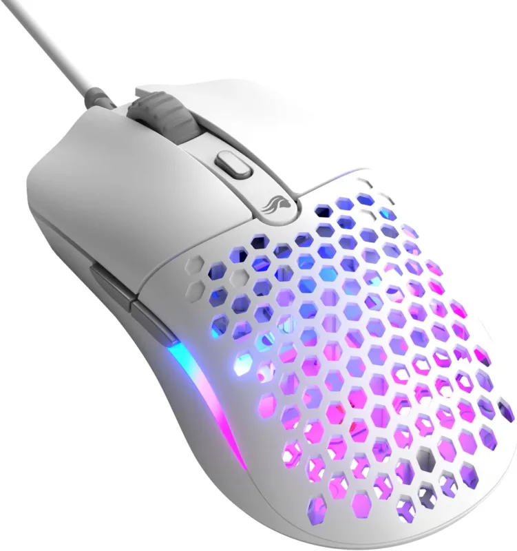 GLORIOUS Model O Eternal Ultralight RGB Gaming Mouse - Wired - 55g Lightweight - Customizable RGB Lighting - 6 Programmable Buttons - Symmetrical Design - 12K DPI Optical Sensor - PC/Mac - White