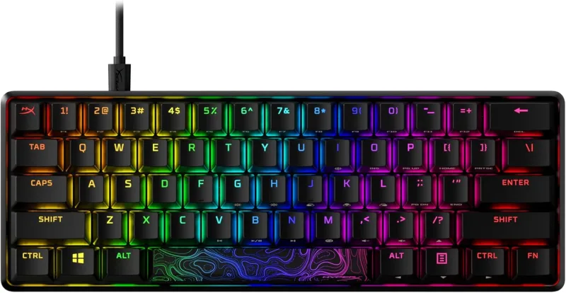 HyperX Alloy Origins 60 - Mechanical Gaming Keyboard, Ultra Compact 60% Form Factor, Double Shot PBT Keycaps, RGB LED Backlit, NGENUITY Software Compatible - Linear HyperX Red Switch, Black